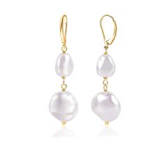 PRICES MAY VARY. Our Pearl Drop Earrings are delicate and dainty, easy to wear any time of day, anywhere. With the sparkle of the leverback at the top and the dangling pearl charm, these trendy earrings are a dream to style in your wardrobe Elegant sterling silver Pearl Earrings for Women: The earrings measure 40mm in length mirror-like pearl, twinkling in light and gleaming, which is cute and attractive. Crafted to be lightweight, comfortable to wear. Quality Material of Minimalist Pearl Hoop E Double Pearl Earrings, Silver Pearl Earrings, Pearl Earrings Wedding, Simple Pearl, Baroque Pearl Earrings, Gold Pearl Earrings, Length Mirror, Pearl Hoop Earrings, Jewelry Christmas