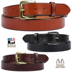 BRIDLE LEATHER BELT - 1¼" Amish Handmade for Dress or Work USA Duty Belt, Stitching Leather