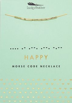 PRICES MAY VARY. HAPPY MORSE CODE necklace represents a subtle, secret reminder of happiness and positivity throughout the day. DAINTY 16" cord necklace embrace beads that translate to HAPPY in morse code symbols. GOLDEN beads swing freely on the cord allowing for your message to move as you do. DELICATE and stylish, this necklace can be worn from day to night on both causal and dressy looks. NICKEL-FREE design is gentle and non-reactive on sensitive skin. Suitable for pre-teens and adults alike Xo Necklace, Code Bracelets, Morse Code Necklace, Message Necklace, Golden Beads, Gold Chain Choker, Encouragement Gifts