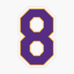 the number 8 in purple and yellow sticker