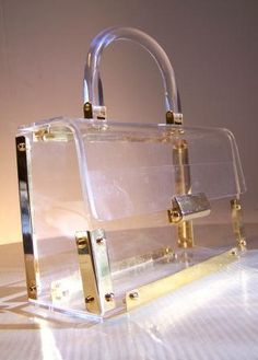 Lucite purse Clear Purses, Box Purse, Michael Kors Selma, Clear Box, Vintage Lucite, Box Bag