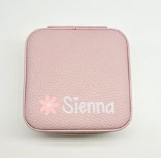 a pink case with the name sienna on it