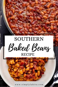 southern baked beans recipe with text overlay