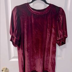 This Elegant Burgundy Velvet Top Is Perfect For Any Occasion. Its Soft Fabric And Stylish Design Make It A Must-Have In Your Wardrobe. Never Worn Length: 23 Inches Width: 20 Inches Perfect For The Holidays Closet Chest Of Drawers, Burgundy Velvet, Soft Autumn, Velvet Top, Velvet Tops, Red Purple, Chest Of Drawers, Lady In Red, Stylish Design