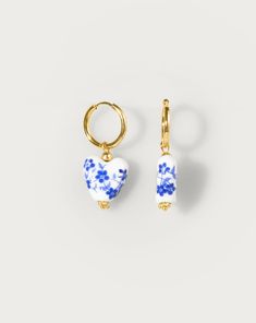 Heart Porcelain Earrings | En Route Jewelry Blue Porcelain Earrings, Ss23 Fashion, En Route Jewelry, Earrings Casual, Multiple Earrings, Porcelain Earrings, Carnelian Stone, Jewelry Lookbook, Jewelry Inspo