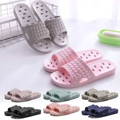 Product Description Specifications: Material: PVC Optional Color: Pink, Purple, Light Blue, Dark Blue, Gray, Black Optional Size: 36/37, 38/39, 40/41, 42/43, 44/45 Slipper Type: Slip-on Pattern: Holey Gender: Unisex / Men / Women Style: Simplicity, Casual Occasion: Indoors, home, bathroom, gym, shower room, swimming pool, spa, beach, travelling, etc.   Optional Size: Pink / Purple / Light Blue - US Women 6-7 / US Men 4.5-5 / EU 36-37 Pink / Purple / Light Blue - US Women 8-9 / US Men 6-7 / EU 38-39 Pink / Purple / Light Blue - US Women 9-10 / US Men 7-8 / EU 40-41 Black / Gray / Dark Blue - US Women 9-10 / US Men 7-8 / EU 40-41 Black / Gray / Dark Blue - US Women 11-12 / US Men 9-10 / EU 42-43 Black / Gray / Dark Blue - US Women 13-14 / US Men 11-12 / EU 44-45 Features: · Quick Drying Show Gym Shower Room, Men Shower, Bathroom Slippers, Shower Slippers, Shower Shoes, Slippers For Men, Swimming Pool Spa, Purple Light, Pool Spa