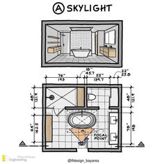 the floor plan for a small bathroom is shown in blueprints and includes a toilet, sink, and shower