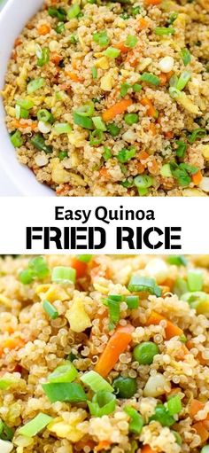 an easy quinoa fried rice recipe with carrots and green onions