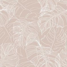 an orange and white tropical leaf pattern on a peach background with the words, leaves