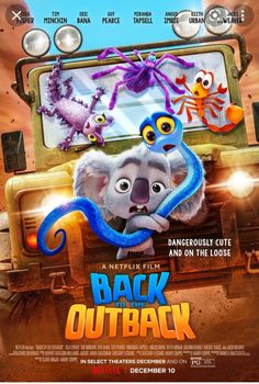 the movie poster for back outback with an elephant and other animals in front of a truck