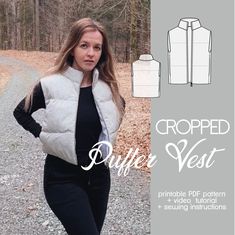 the cropped puffer vest is an easy sewing pattern for women