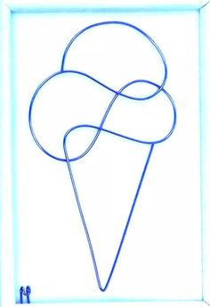 an ice cream cone is in a white frame with blue lines on the bottom and sides