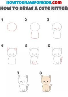 how to draw a cute kitten step by step instructions for kids and beginners with pictures