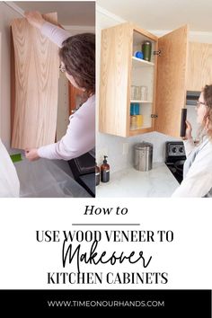 Kitchen cabinets makeover. Wood veneer project. Orange Oak Cabinets, Makeover Kitchen Cabinets, Diy Cabinet Refacing, Flat Panel Cabinet Doors, Flat Panel Cabinet, Bathroom Cabinet Colors, Kitchen Rehab, Panel Cabinet Doors, Update Kitchen Cabinets