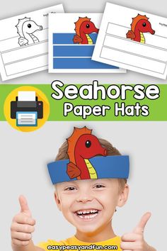 the seahorse paper hats are great for kids to use with their drawings and writing