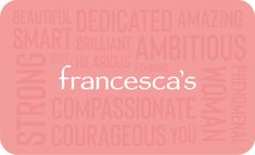 the word francesca's written in different languages on a pink square background