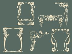 four ornate frames with flowers and vines