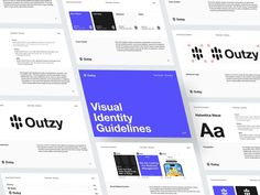 the visual identity guidelines are displayed in several different styles