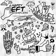 Left handers day. hand drawn tattoo style. Premium Vector Left Hand Tattoo, Small Sketches, Rock And Roll Style, Lsd Art, Doodle Page, Fireworks Background, Happy New Year Background