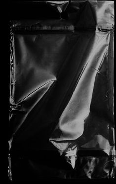 black and white photograph of an empty plastic bag