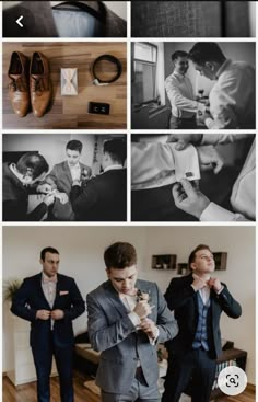 the men are getting ready to get into their wedding day outfits and shoes for the ceremony