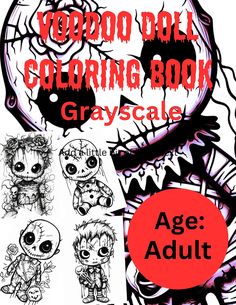 an adult coloring book with various creepy faces