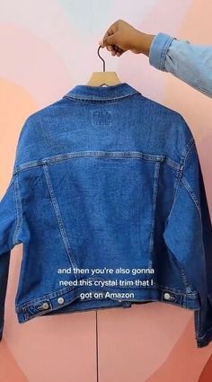 Are you up for a fabulous DIY? Follow along to learn how to add rhinestone fringe to a jean jacket with me! Tee Outfit, Blouse Outfit, Sweater And Shorts