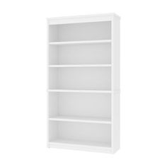 an empty white bookcase on a white background