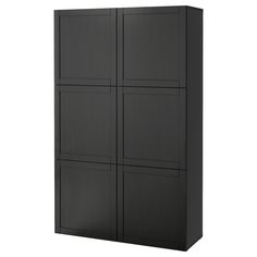 a black cabinet with four doors on each side