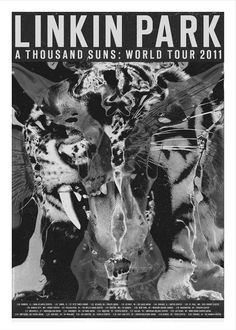 the poster for linkin park's 2013 tour shows two tigers, one with its mouth