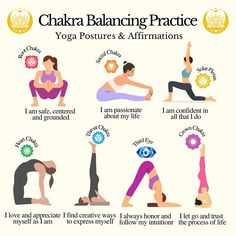 chakra balancing practice for yoga postures and affirmitions, with instructions