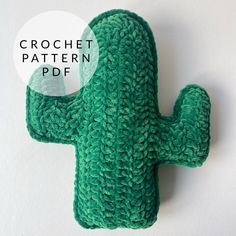 a crocheted green cactus is shown with the text, crochet pattern pdf