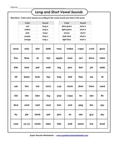 long and short words worksheet