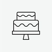 a line drawing of a cake on a white background