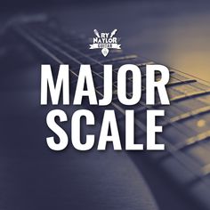 the words major scale are displayed in front of an image of a ukulele