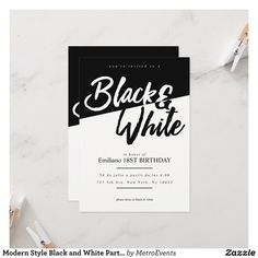 the black and white birthday party is ready to be served on the table with it's name