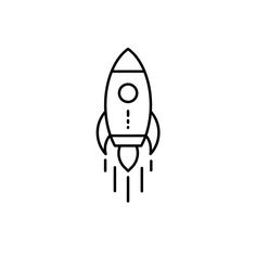 a black and white line drawing of a rocket ship