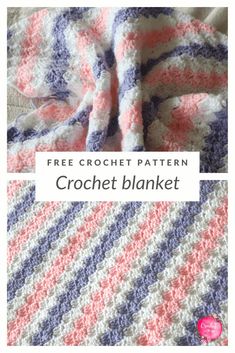 the crochet blanket is shown with text that reads free crochet pattern