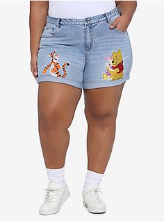 Disney Winnie The Pooh Embroidered Mom Shorts Plus Size Camo Dress, Plus Size Disney Outfits, Disney Outfits Women, Disney Wear, Plus Size Disney, Pooh And Piglet, Disney World Outfits, Shorts Plus Size, Character Inspired Outfits