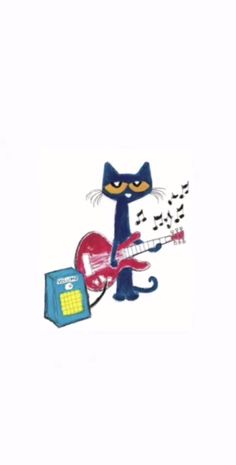 a cartoon cat playing an electric guitar