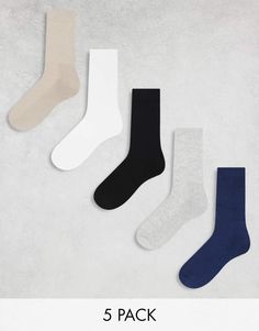 Undertøj og sokker fra ASOS DESIGN Essentielle basisvarer Pakke med fem Enkelt design Ribstrikkede ærmekanter midt-snit Casual Anti-odor Micro-elastic Socks, Casual Lightweight Anti-odor Socks, Casual Micro-elastic Anti-odor Socks, Cheap Non-slip Solid Socks, Cheap Black Non-slip Socks, Jane Dress, Trainer Heels, Wide Jeans, Plain Design