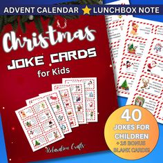 the christmas joke cards for kids are shown