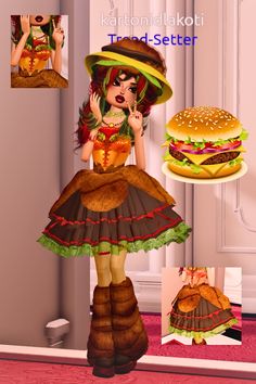 good for food themes! dti hamburger outfit. I haven't postes in a while but that's bc i was studying for chemistry olympiad.. but finally i can play dti again!! :3 #dti #dresstoimpress #dtioutfit #hamburger #food #foodtheme #dtihamburger #dticreator #nonvip #dtinonvip (mine)  i'll post tutorial in the comments later Dti Outfits, Food Themes, Chemistry, I Can, Canning