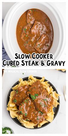 slow cooker beef steak and gravy is the perfect meal to make for dinner