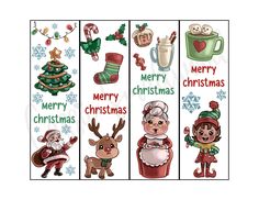 Watercolor Christmas bookmarks for kids Christmas Bookmarks Printable Free, Free Printable Christmas Signs, Holiday Bookmarks, Bookmarks To Print, Bookmarks Ideas