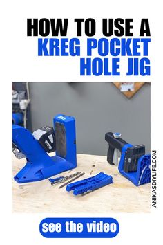 an advertisement for a kreg pocket hole jig with the words, how to use a kreg pocket hole jig see the video