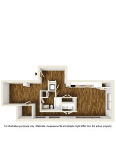 the floor plan for an apartment with two bedroom and one bathroom, including a den