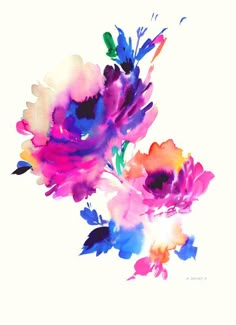 watercolor painting of flowers on white background