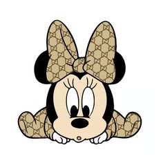 a cartoon mouse with a bow on it's head, sitting in front of a white background