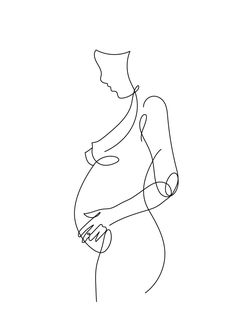 a line drawing of a pregnant woman